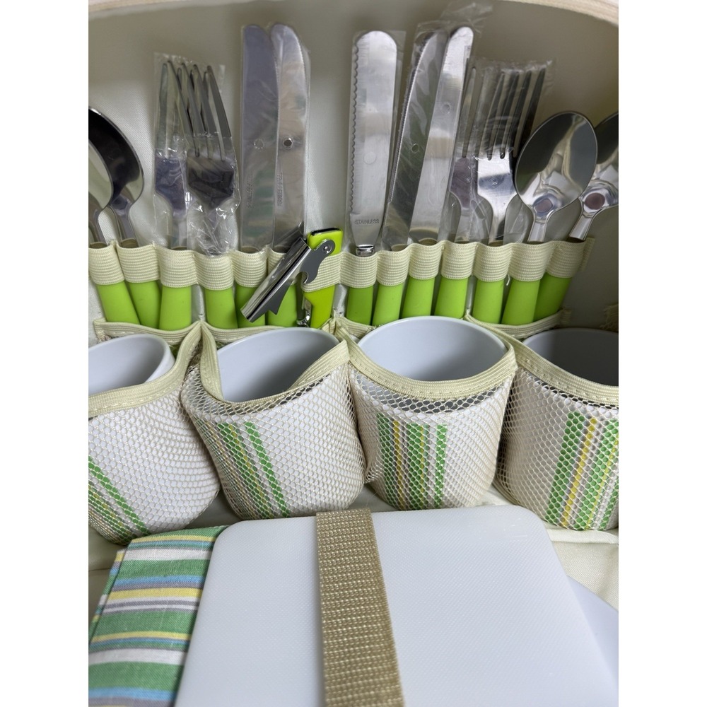 Picnic Bag Pack 4 Person‎ IBM company Hamper Cooler Mugs Plates Cutlery Travel - Picture 4 of 16